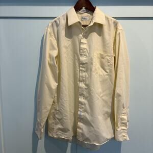 True Vintage Damon Shirt Men 17 37 Tall Man Yellow Sanforized Union Made USA 70s